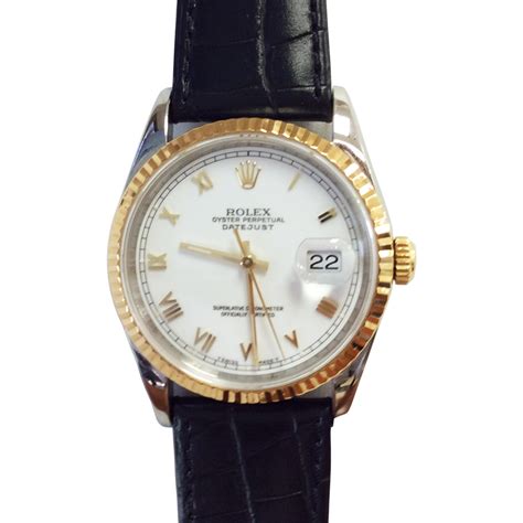 rolex ladies leather strap watches|rolex crocodile leather strap.